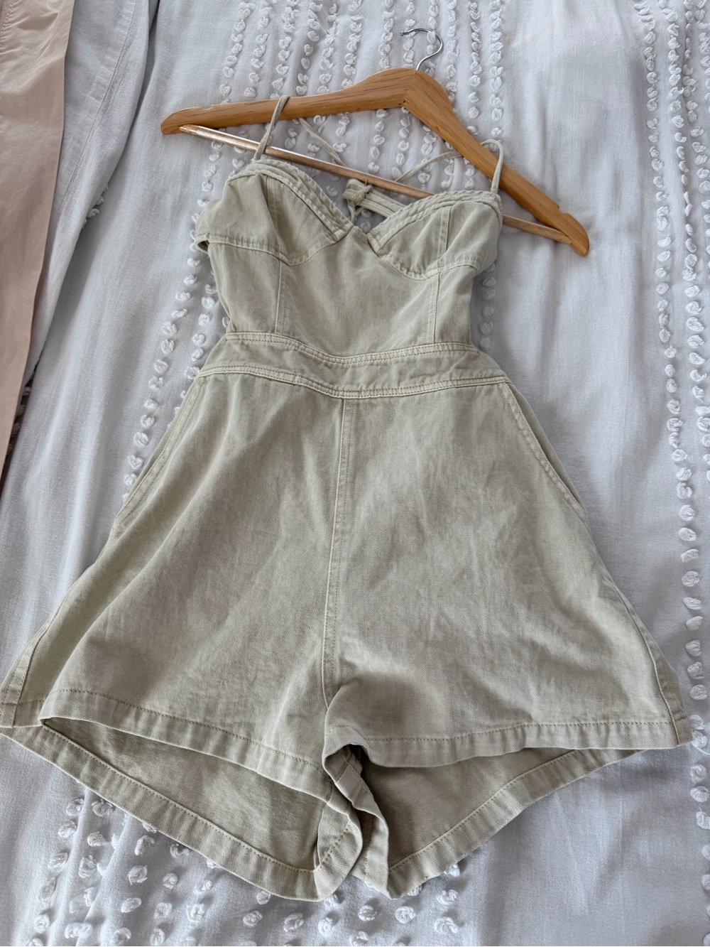 NWT Cream Denim Strappy Romper S - Picture 8 of 10